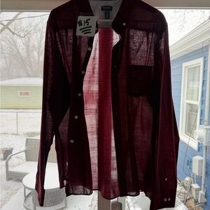 Burgundy Van Heusen Button-Up Shirt